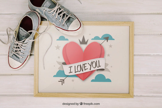 Free Frame Mockup With Shoes Psd