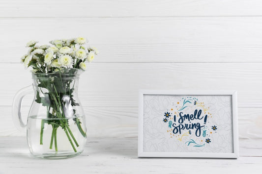 Free Frame Mockup With Spring Concept Psd