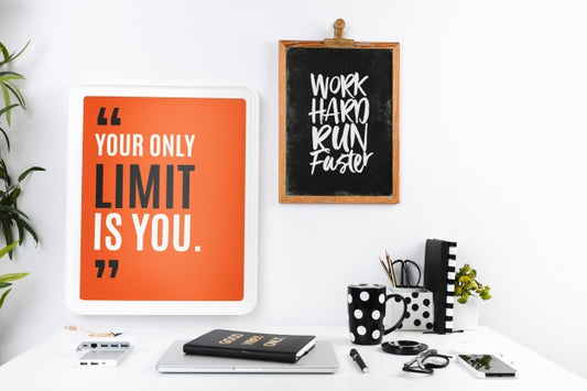 Free Frame Mockup With Workspace Concept Psd