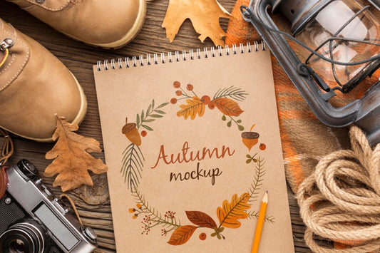 Free Frame Of Autumn Objects And Notebook Psd