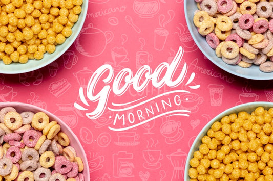 Free Frame Of Bowls With Cereals On Table Psd