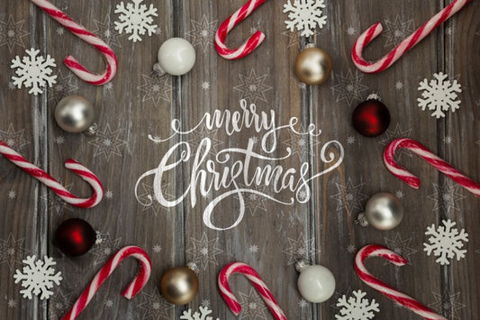 Free Frame Of Candy Cane With Christmas Message Psd