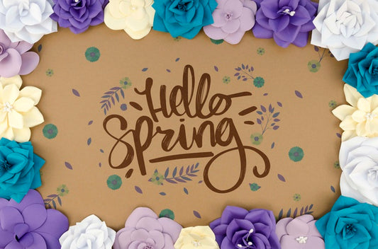 Free Frame Of Paper Flowers Psd