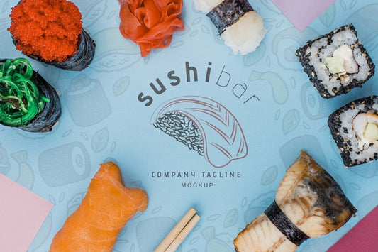 Free Frame Of Sushi Rolls Psd