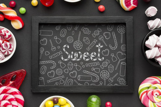 Free Frame Of Tasty Candies Psd