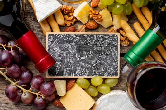 Free Frame Of Wine And Chalkboard Psd