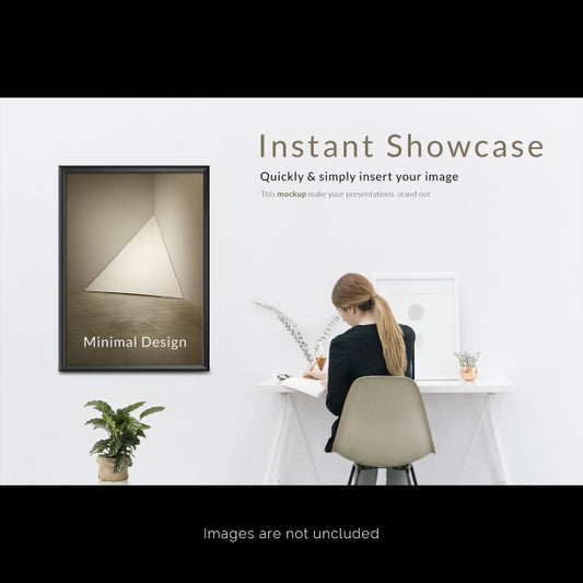 Free Frame On White Wall Mock Up Psd