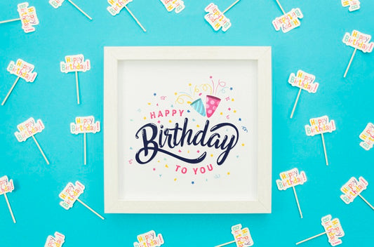 Free Frame With Birthday Message Mock-Up Psd