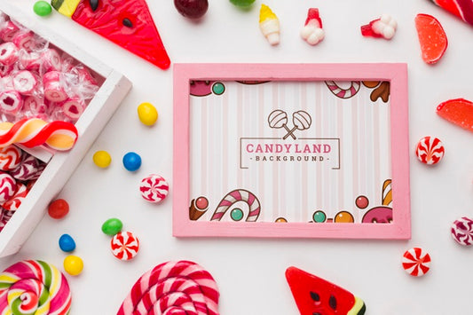 Free Frame With Candy Collection Psd