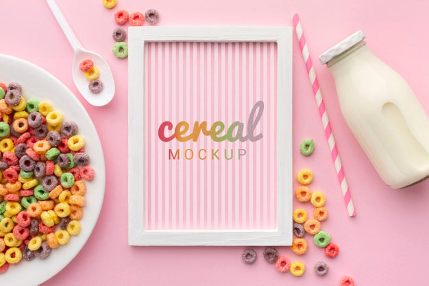 Free Frame With Cereal Message Along Cereals On Table Psd