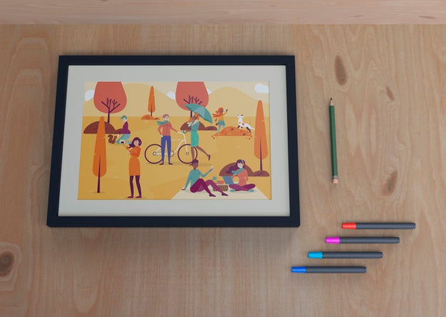Free Frame With Colorful Draw With Markers Psd