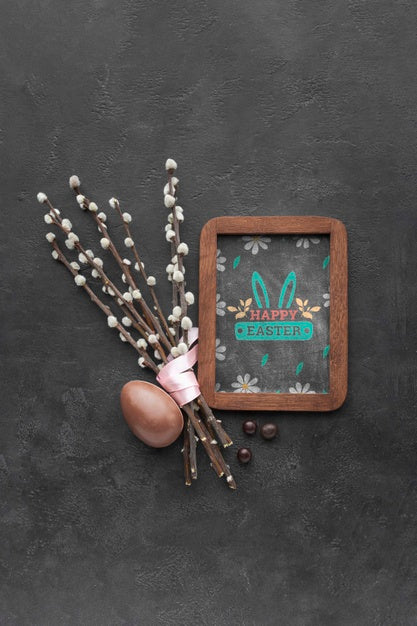 Free Frame With Cotton Branches Psd