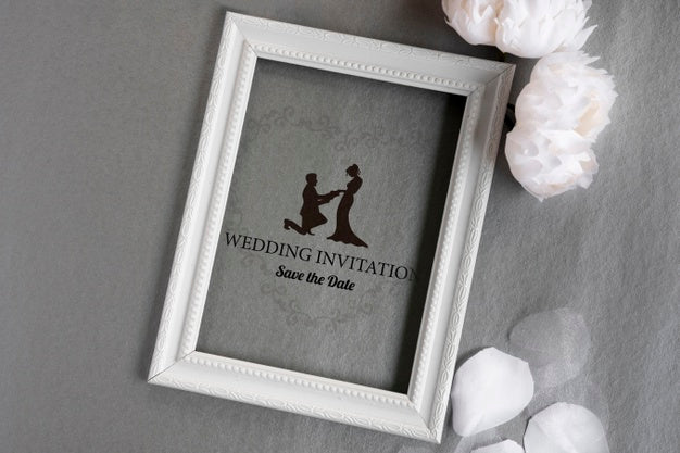 Free Frame With Cute Wedding Invitation Psd