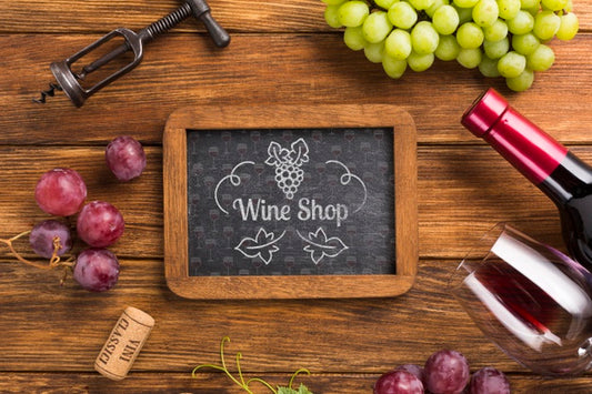 Free Frame With Grapes And Wine Bottle Psd