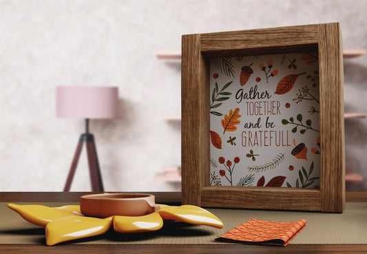 Free Frame With Happy Thanksgiving Day Message Psd