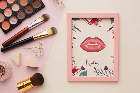 Free Frame With Makeup Concept Mock-Up Psd