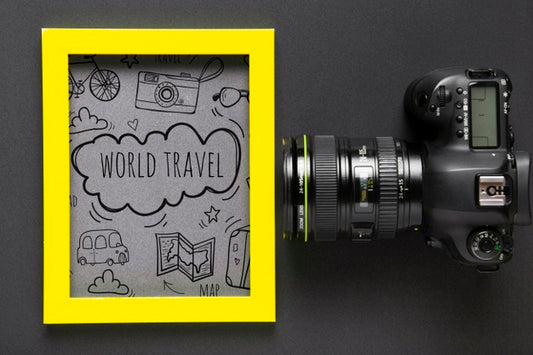 Free Frame With Message For Traveling And Camera Psd