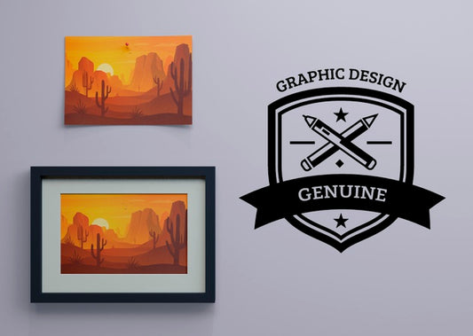 Free Frame With Nature Paint And Logo Beside Psd