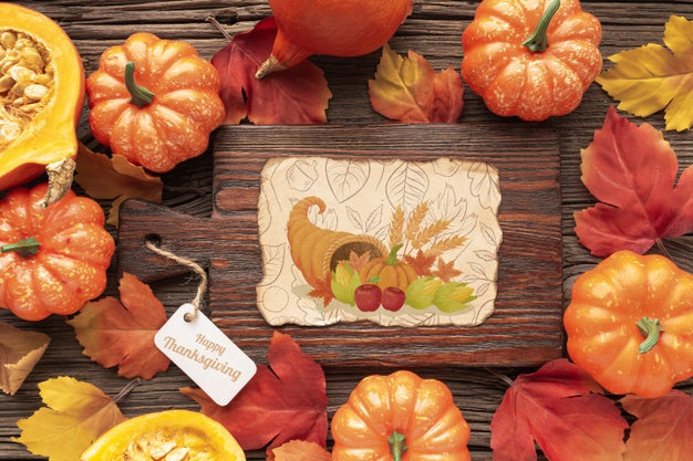 Free Frame With Pumpkins Theme On Thanksgiving Day Psd