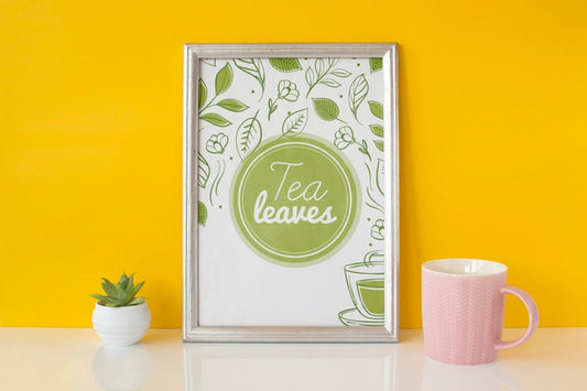 Free Frame With Tea Leaves Concept Psd