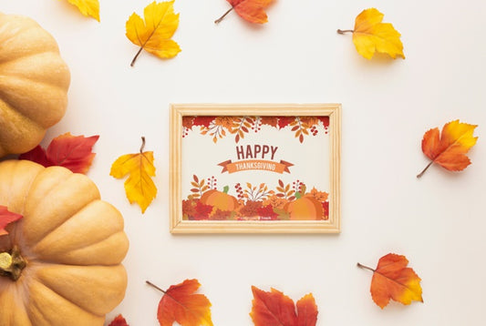 Free Frame With Thanksgiving Message And Colorful Leaves Psd