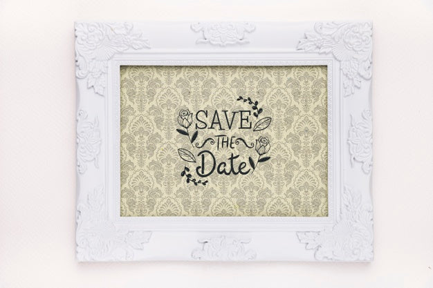 Free Frame With Vintage Design Save The Date Mock-Up Psd