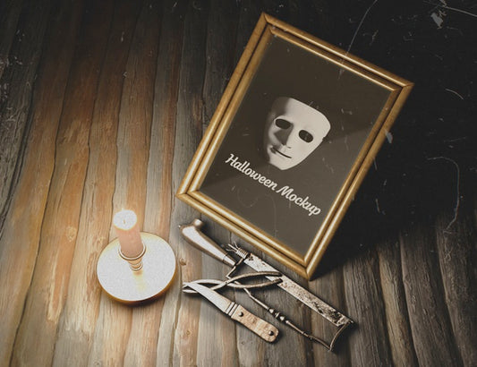 Free Framed Mask With Torture Equipment Psd