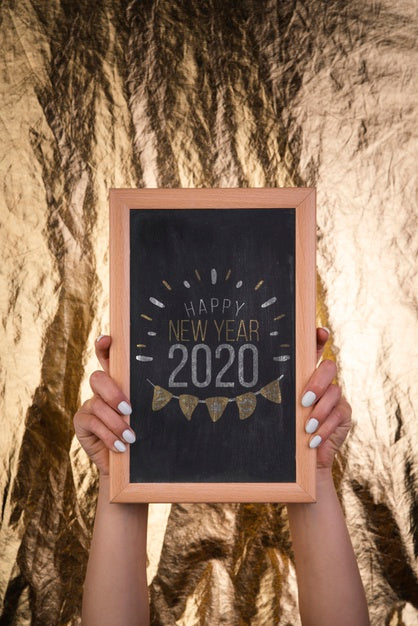 Free Framed Wooden Chalkboard For New Year 2020 Party Psd
