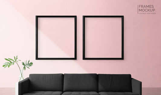 Free Frames On A Pink Wall Psd