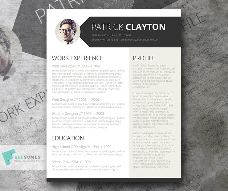 Free Professional Creative CV Resume Template in Minimal Style in Microsoft Word (DOC) Format