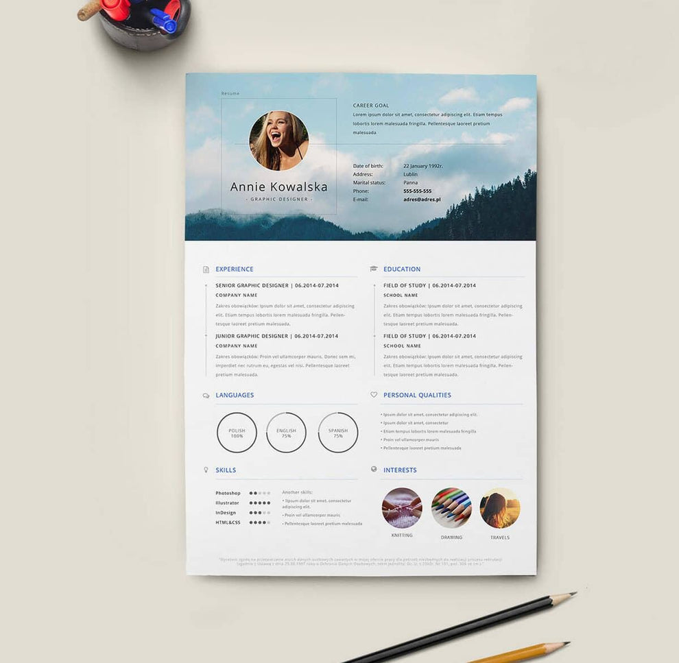 Free Minimalistic Resume and CV Template in Illustrator (AI) Format ...