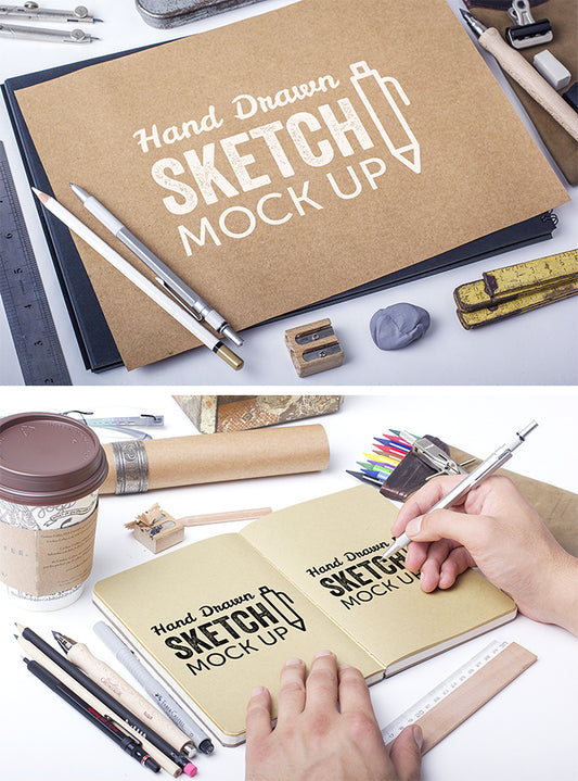Free Hand Drawn Sketch Mock-Ups with a Lot of Items