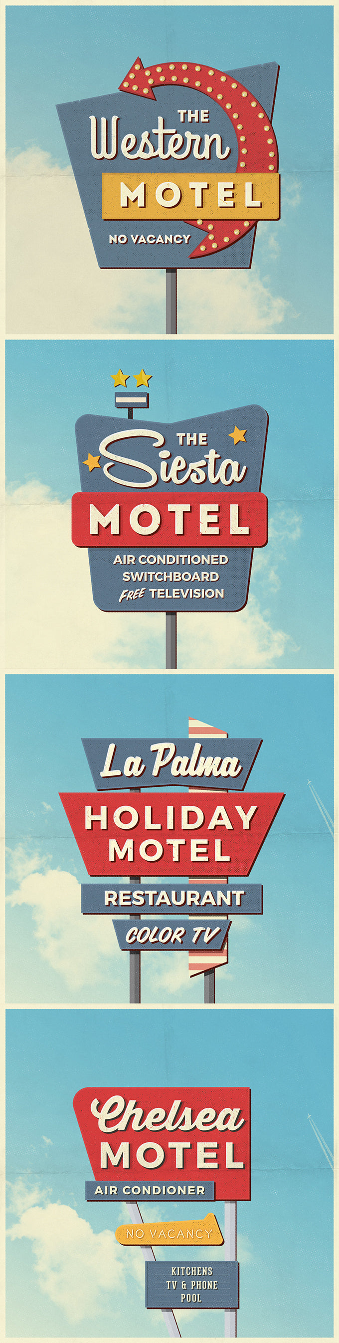 Free 4 Vintage Retro Motel Sign Mockups