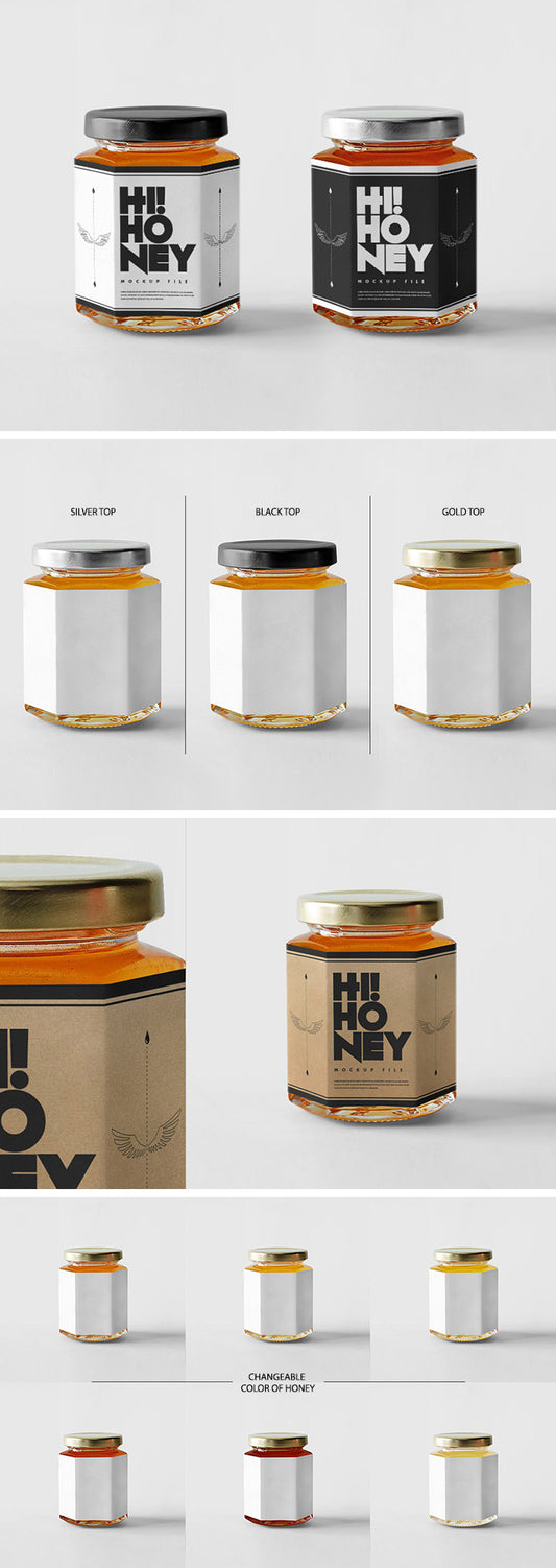 Free Super-Realistic Honey Jar Mockup