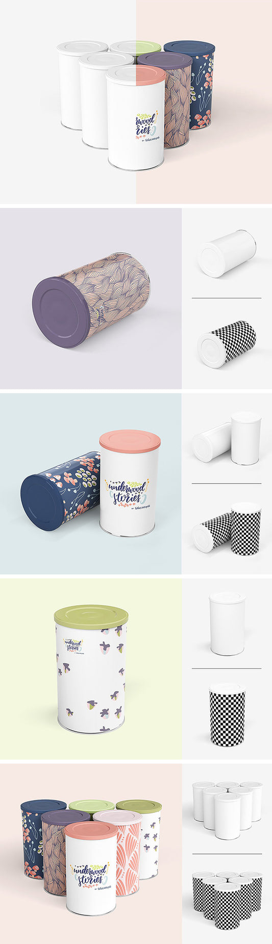 Free Tin Canister Mockup Set of Clean Designs