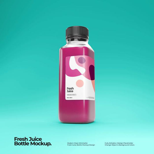 Free Fresh Juice Bottle Mockup Psd
