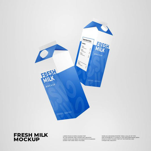 Free Fresh Milk Box Mockup Psd