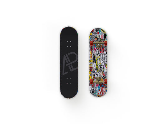 Free Front And Back Customizable Skateboard Mockup
