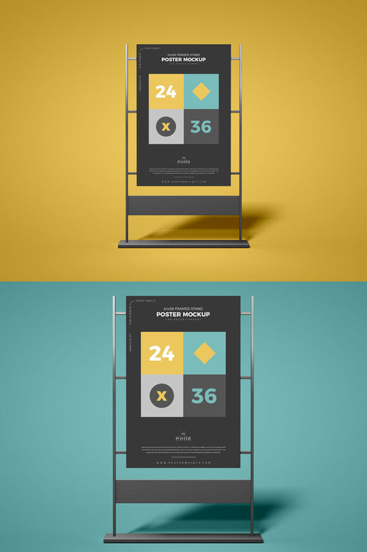 Free Front View Advertising Stand 24×36 Poster Mockup