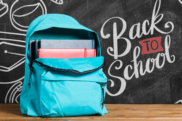 Free Front View Back To School Backpack With Chalkboard Psd