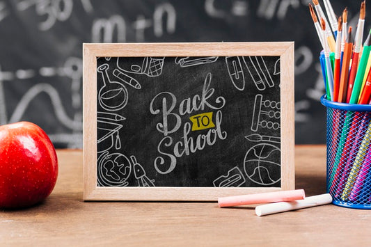 Free Front View Back To School Concept With Chalkboard Psd