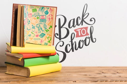 Free Front View Back To School With Pile Of Books Psd