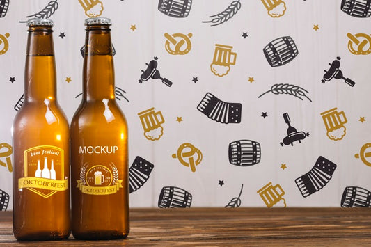 Free Front View Beer Bottles With Copy Space Psd