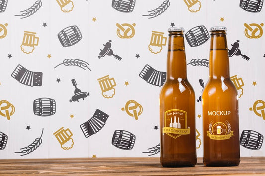 Free Front View Beer Bottles With Copy Space Psd