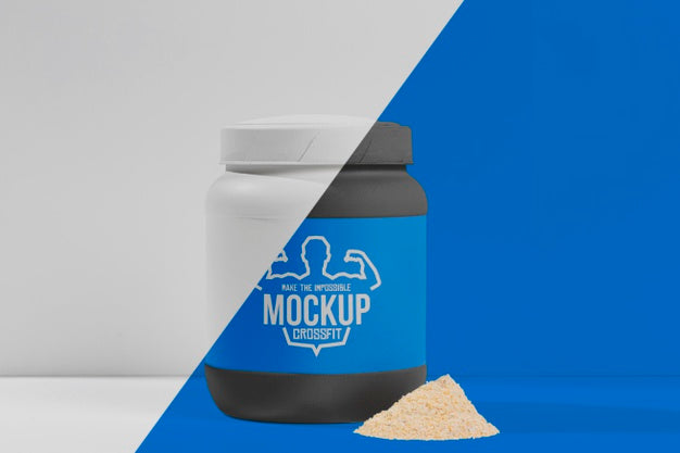 Free Front View Blue Protein Pills And Powder Psd