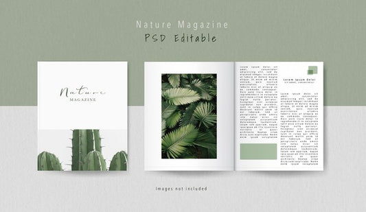 Free Front View Cover And Inner Part Editorial Magazine Mock-Up Psd
