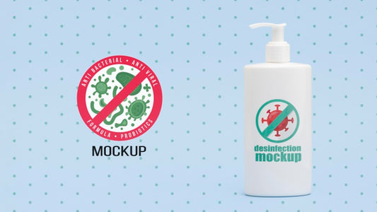 Free Front View Disinfection Bottle Mock-Up Psd