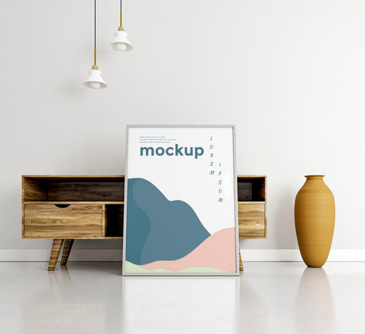Free Front View Frame Mock-Up Composition Indoors Psd