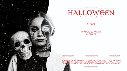 Free Front View Halloween Make-Up Woman With Skull Looking In Camera Psd