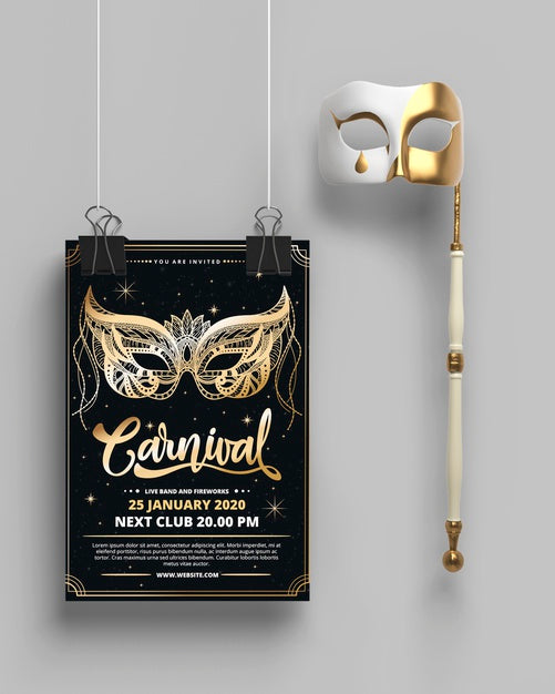 Free Front View Hanging Mock-Up And Mask On Stick Psd